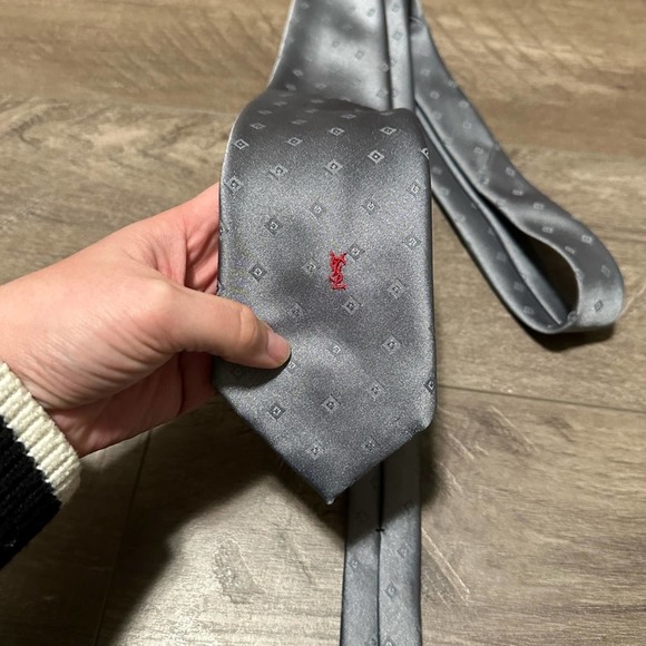 Yves Saint Laurent Other - Yves Saint Laurent Grey Diamond Pattern Tie